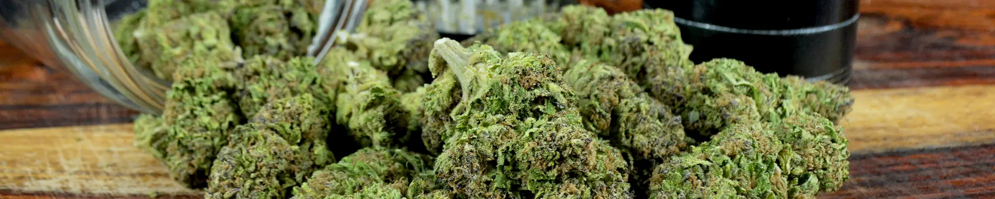 Cannabis flower buds in glass containers